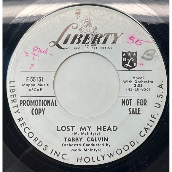 Tabby Calvin Big Deal / Lost My Head 45 Vinyl 50s Rock Teen Promo Liberty 55151 - Picture 2 of 6